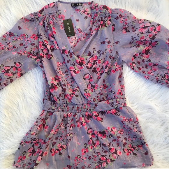 Express Tops - Express purple pink floral top